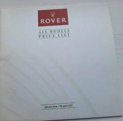 1992 ROVER MINI, MONTEGO 600 etc UK car sales brochure price list. Publ 4255/D - Image 1 of 2