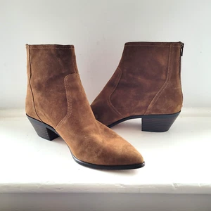 Loeffler Randall Slip On Joni Western Ankle Booties Boots in Brown Suede Size 10 - Picture 1 of 6