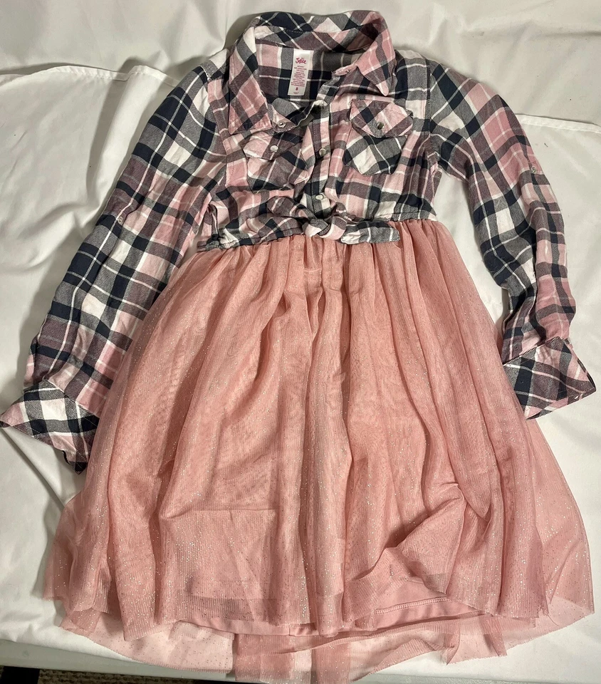 Vestido Justice Girls Franela Con Brillante Giro Toile Falda Juvenil Talla 8 Foto 1 de 4