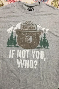 Camisa Smokey The Bear If Not You, Who? Hombre Gris Medio Licencia Oficial - Imagen 1 de 1