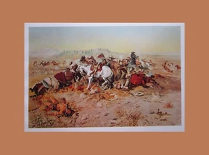 Charles Russell Desperate Stand 1898 American Wild West 11x9" Art Print - Picture 1 of 8