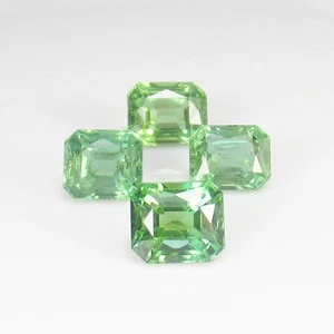 7,76 ct natürlicher grüner Apatit Achteck strahlender Formschliff - 4 Stück -1433 - Bild 1 von 3
