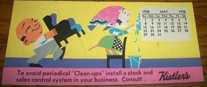 1938 May Spring Cleaning Colorful Advertising Blotter~Kistler's~Man/Woman - Picture 1 of 2