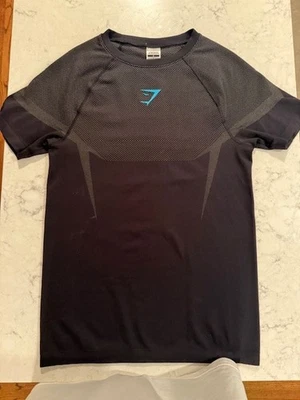 Gymshark оникс VI Мужская бесшовная рубашка черный/синий сжатия средний - Изображение 1 из 2