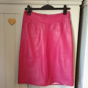 Ladies Pink 100% LEATHER Skirt Size 10 - Picture 1 of 15