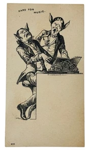 VICTORIAN ART CARD – "EARS FOR MUSIC",  PLAYER & SINGER - Picture 1 of 3