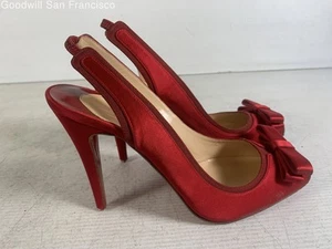 Entrupy Authenticated COA Christian Louboutin Red Slingback Womens Heels Size 39 - Picture 1 of 9