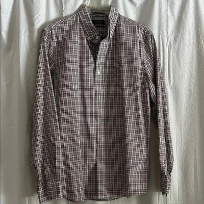 Camisa xadrez masculina Nordstrom com acabamento em loja ajuste sem rugas, tamanho G - Imagem 1 de 4