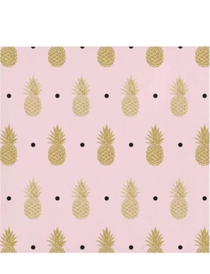 Gold Pineapple Wedding Foil Stamped 3-Ply Beverage Napkins 16 Pack Decoration - Image 1 of 3