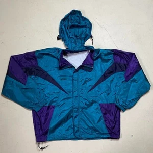 Blue and purple vintage 90s asics full zip windbreaker  Size;L - Picture 1 of 7
