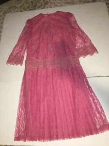 Vtg 70s UNION MADE Pink chantilly rara dress by JENNIFER GEE-12 flapper - Picture 1 of 4