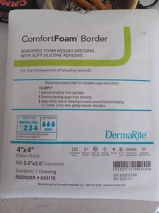 DERMARITE COMFORTFOAM BORDER LITE SCHAUMWUNDVERBAND 4""X4"" #47440 (1) EXP 2027 - Bild 1 von 1