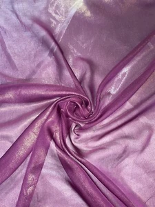 Tela de vestir de gasa brillante de 1 mtr fuscia/oro..58"" de ancho (147 cm) c - Imagen 1 de 2