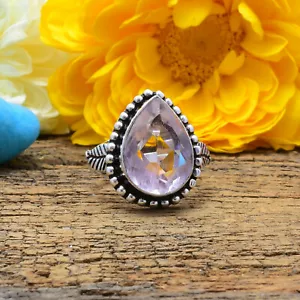 Magnificent Rosa Kunzite Gemma 925 Argento Sterling Handmade Anello Tutti Misura - Foto 1 di 3