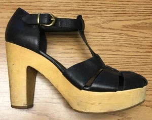 Madewell Andie Chunky Plateau Holz Riemchen High Heels, schwarz, 9M - Bild 1 von 7