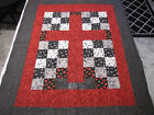 Patchwork Cross Quilt Top "Black-Red"~Pieced~Decor, Wall,Lap 32"X40 Usa Homemade