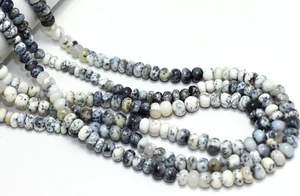 AAA Natural Dendrite Opal Smooth Rondelle 7-8mm Gemstone Beads 16 Inch Long - Picture 1 of 4
