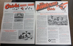 BALTIMORE ORIOLES PRIMAVERA AUTUNNO 1986 NEWSLETTER MAGIC GRAM BIRDWATCHER RIPKENS - Foto 1 di 3