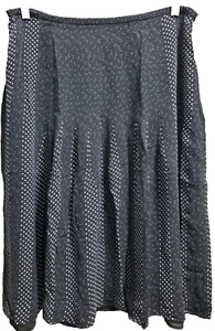 Talbots Pure SILK Dotted Pattern Stitched-Down-Pleated Knee Length Skirt 14 Zip - Picture 1 of 8