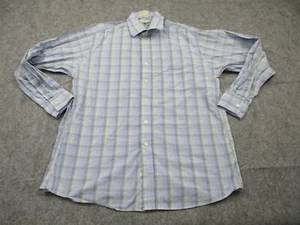 Michael Kors Shirt Mens Large Blue Green Plaid Button Up Long Sleeve Cotton - Picture 1 of 9