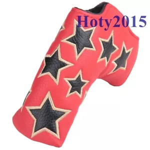 Cubierta de cabeza de putter con hoja de palo de golf de cuero rojo diseño estrella cierre magnético - Imagen 1 de 6