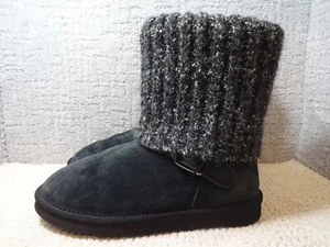Lamo Hurricane Navy Suede Leather Knit Top Low Winter Boots Women's Size 8 - Picture 1 of 7