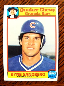 RYNE SANDBERG 1986' QUAKER CHEWY GRANOLA BARS CARD #13   CUBS HOF LEGEND - Picture 1 of 1