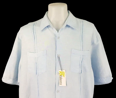 CUBAVERA Mens LINEN/Rayon Blue S/S CUBAN EVENING SHIRT U/Soft - 2XL - 54" - £89 - Image 1 of 4