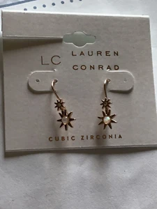 LC Lauren Conrad earrings cubic zirconia gold tone - Picture 1 of 4