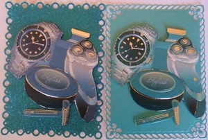 2 x Male Card Toppers Mens Accessories- Ready Made for cards and scrapbooking - Picture 1 of 3