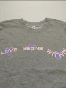 BP. Brand Grey Sweatshirt "Love Begins Within " - Picture 1 of 6