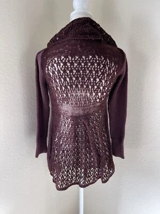 Angel Of The North Cocoon Strickjacke Pullover Burgund Häkel Small Anthropologie - Bild 1 von 7