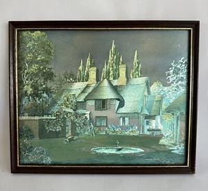 Cuadro de aluminio Dufex enmarcado de colección casa de campo techo de paja F.J. Warren - Imagen 1 de 7