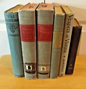 Vtg Book Lot of 6 Staging Library Shabby Cottagecore Decor Will Rogers Dickens - Picture 1 of 17