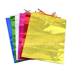 Holographic Gift Bags Foil Party Weddings Christmas Birthday Event Presents 12pc