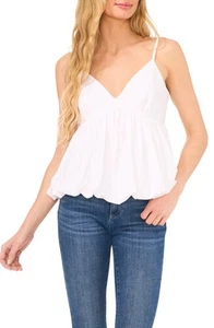 CeCe Women's Bubble Hem Tank Top (Ultra White, X-Large) - Picture 1 of 4