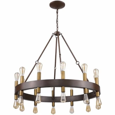 Lámpara de araña Acclaim Cumberland 24 luces 42" acabado imitación madera IN11386W Foto 1 de 4