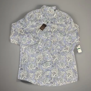 Tasso Elba Island Hemd Herren LARGE Blau Paisley Langarm Knopfleiste - Bild 1 von 5