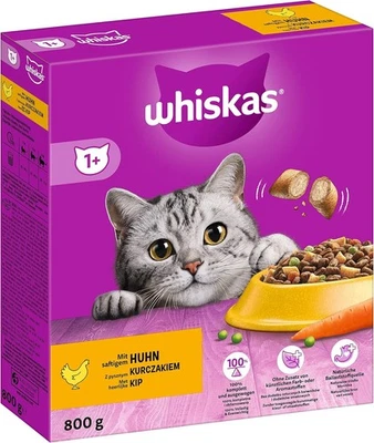 Whiskas Adult 1+ Trockenfutter mit Huhn für ausgewachsene Katzen (5x800g) - Bild 1 von 4