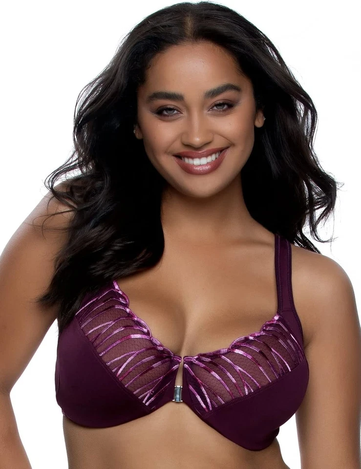 Sujetador minimizador Felina Paramour Angie berenjena cierre frontal bordado 38H nuevo con etiquetas Foto 1 de 4