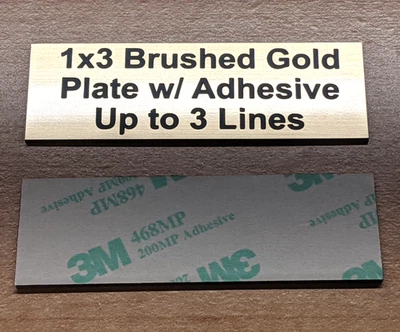 Placa de placa de letrero grabada personalizada dorada cepillada 1x3 | Trofeo deportivo con nombre de mascota Foto 1 de 3