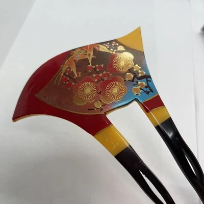 Kimono japonés Kanzashi horquilla Makie Niiyama ciruela vintage Foto 1 de 4