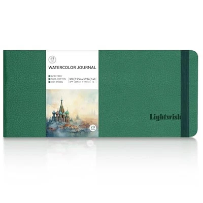  Watercolor Journal, 100% Cotton Hot Press Watercolor Paper Sketchbook 9.25” x  - Image 1 of 4