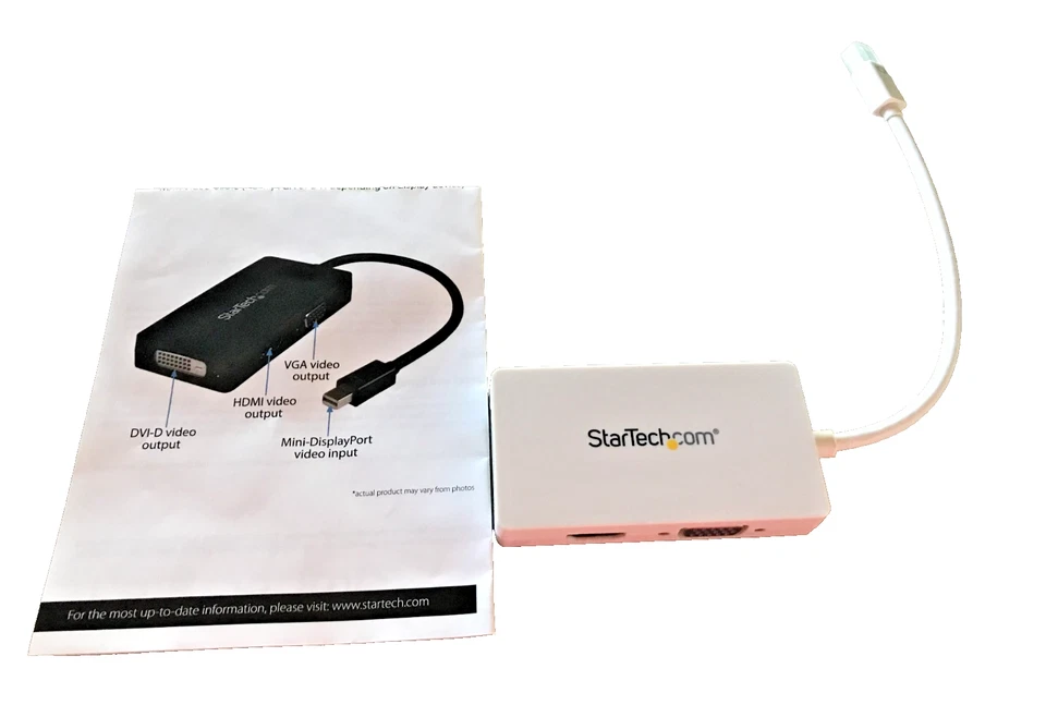 StarTech Mini Display Port to HDMI/VGA/DVI Adapter MDP2VGDVHDW NEW - Image 1 of 1