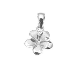 9 mm COLGANTE DE FLORES DE PLUMERÍA HAWAIANA DE LUJO ORO BLANCO SÓLIDO 14K - Imagen 1 de 5