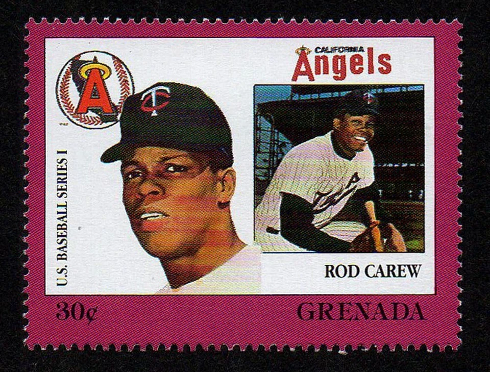 GRANADA, SCOTT # 1664-C, SELLO MNH JUGADOR DE BÉISBOL ROD CAREW, EQUIPO ANGELS Foto 1 de 1