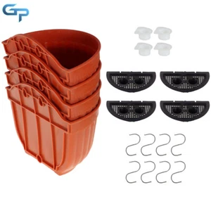 Plastic 4 Pcs Brick Red Hanging Planter Flower Pot For Outdoor And Indoor Plants - Picture 1 of 16