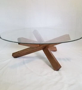 Custom 3-Sided Solid Oak Coffee Table - Picture 1 of 23