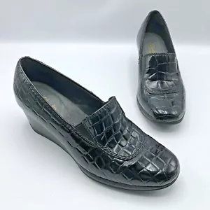 Clarks Bendables 67091 Damenschuh schwarz Patent Krokodildruck Keilabsatz Gr. 8M gebraucht - Bild 1 von 12