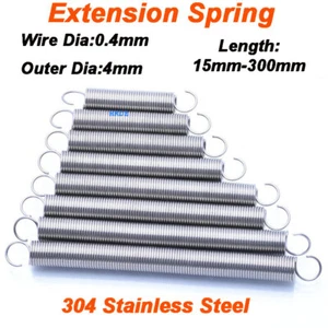 304 Stainless Steel Expansion Tension Extension Spring Hook Ends Wire Dia 0.4mm - Picture 1 of 12